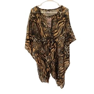 NWT Joan Vass Animal Print Swim Coverup One Size